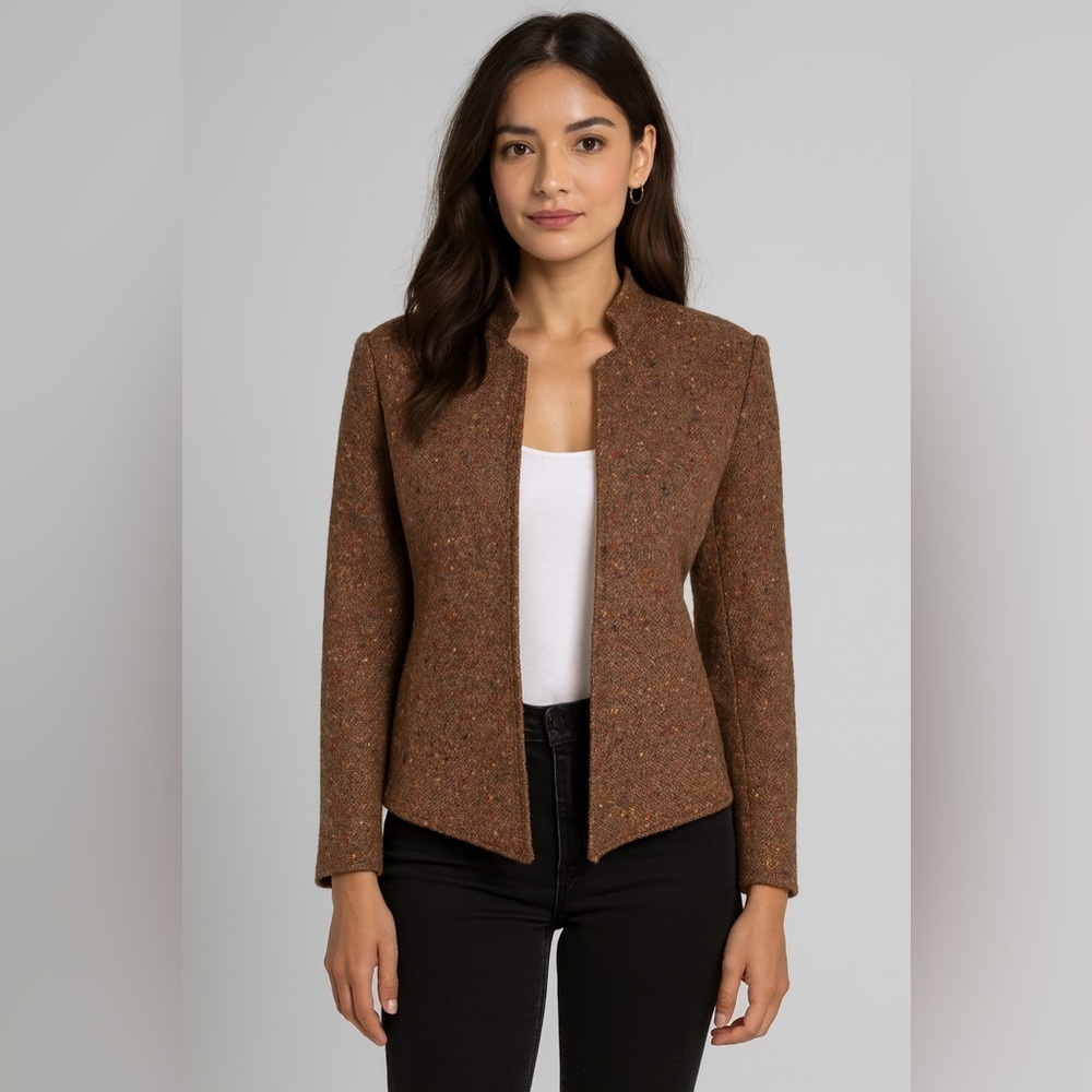 Jon's Landing Brown Wool Blend Tweed
Jacket Blazer Pockets Minimalist Size 12